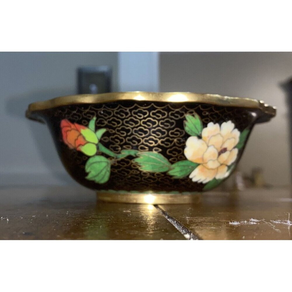 Vintage Jingfa Cloisonné Asian Chinese China Beautiful Bowl Flower Floral PRC - Picture 3 of 6